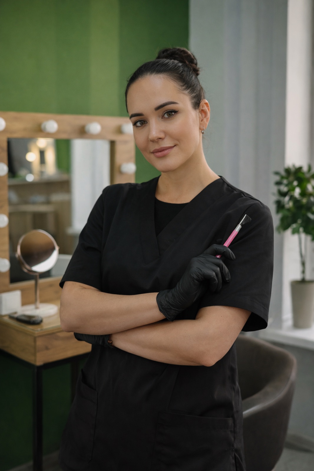 CHOOSE ME nail technician in uniform